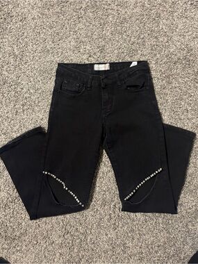 Celebrity  Ace Girls Size 12 Black Rhinestone Cutout Jeans
